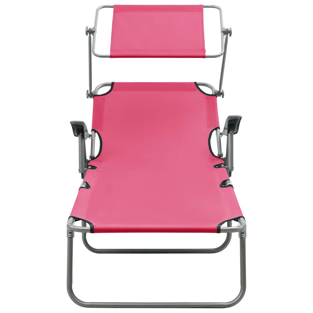 Chaise longue avec toit ouvrant en acier rose