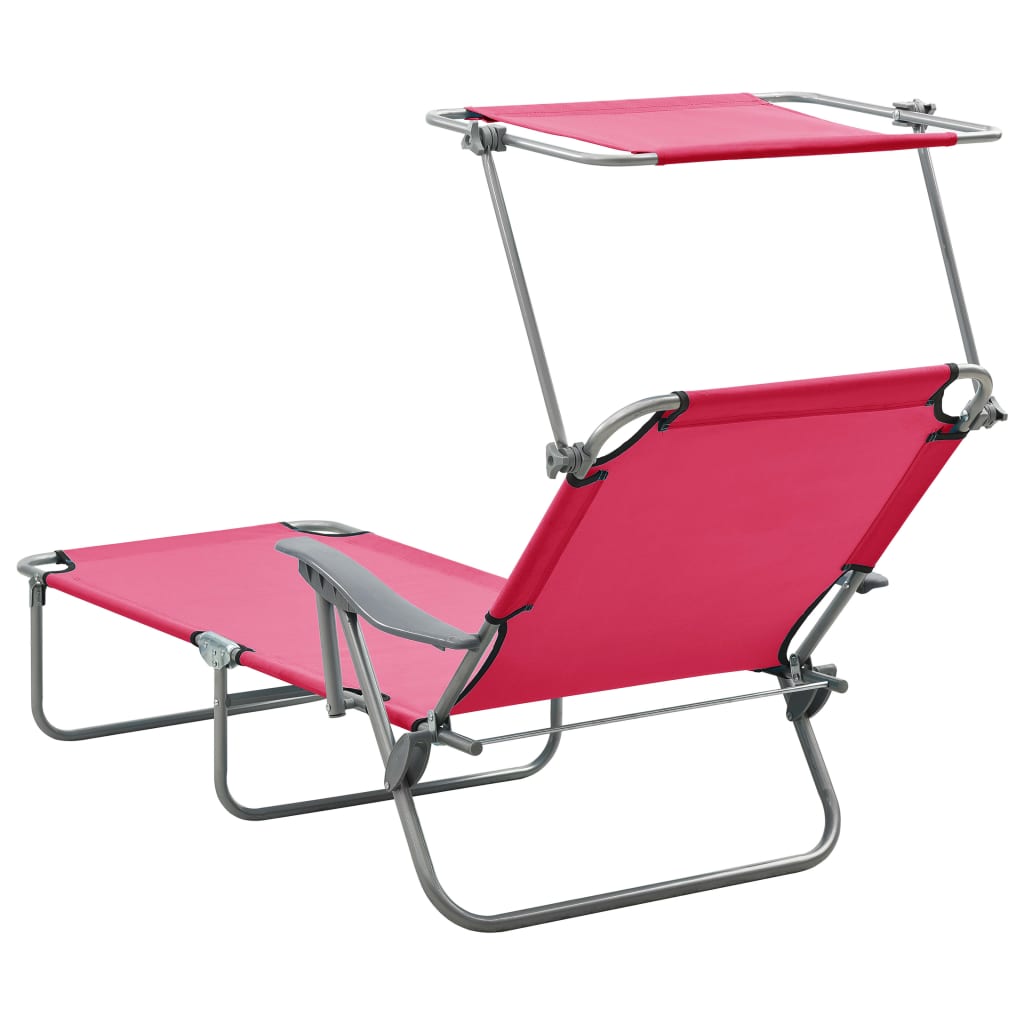 Chaise longue avec toit ouvrant en acier rose
