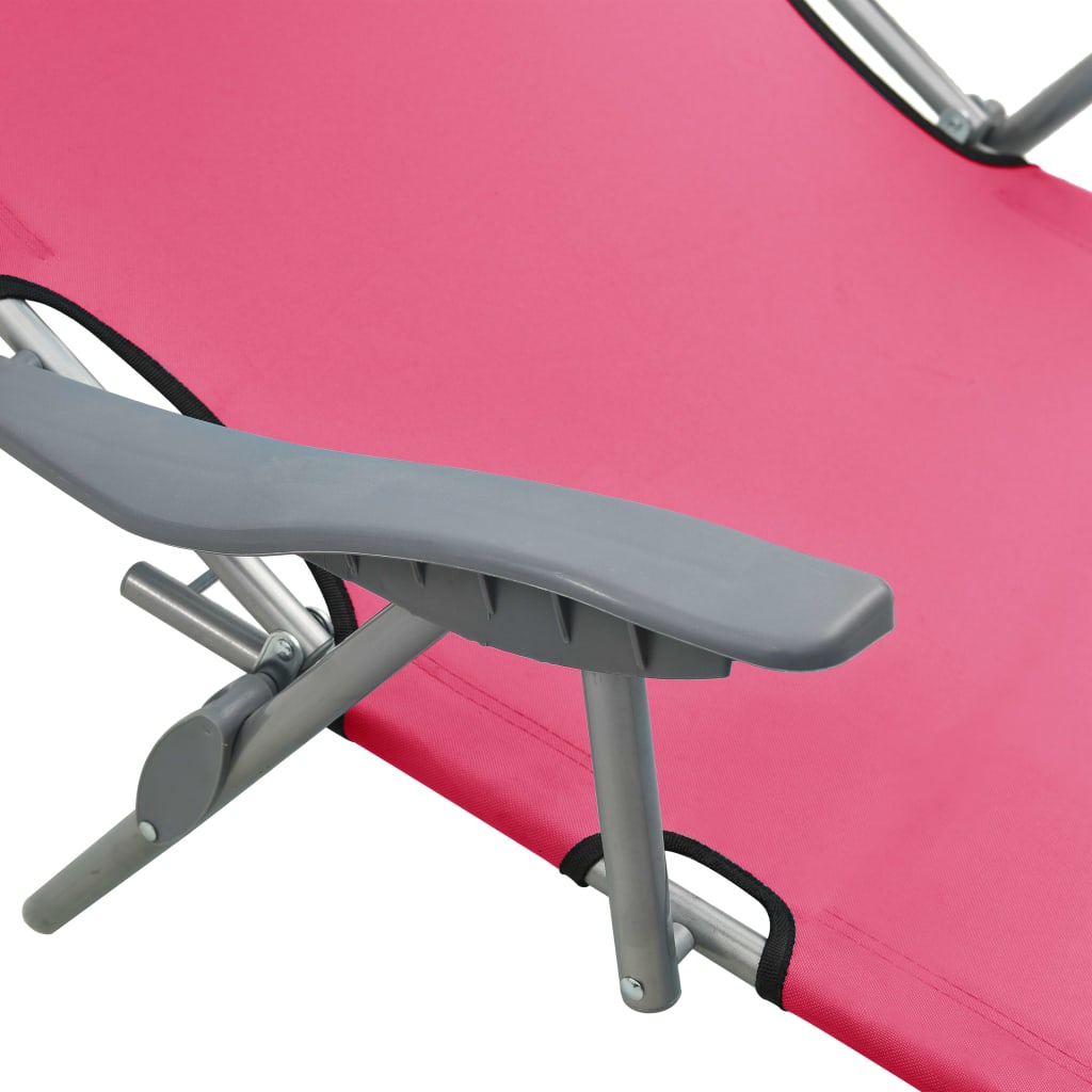 Chaise longue avec toit ouvrant en acier rose