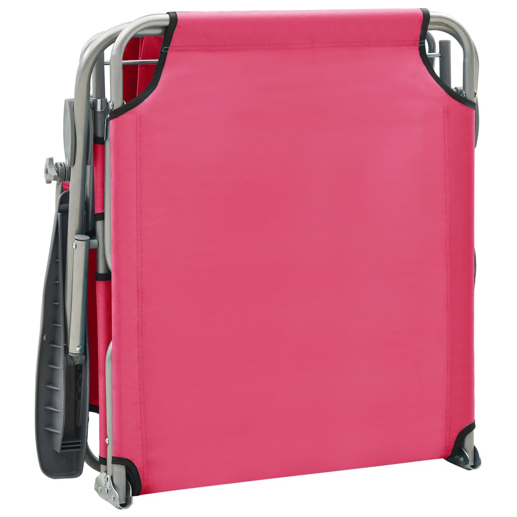 Chaise longue avec toit ouvrant en acier rose