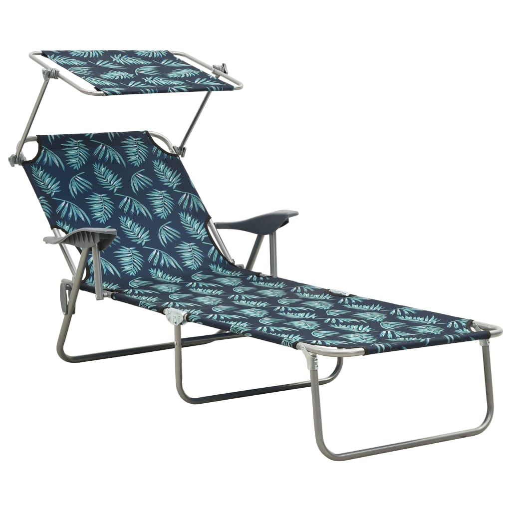 Chaise longue avec toit ouvrant en acier motif feuille