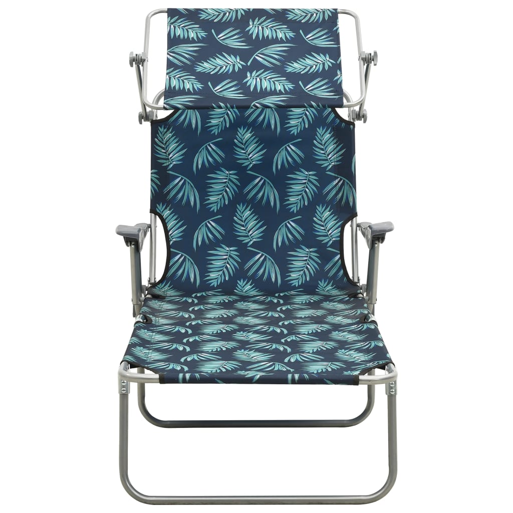 Chaise longue avec toit ouvrant en acier motif feuille