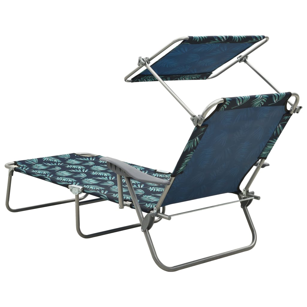Chaise longue avec toit ouvrant en acier motif feuille