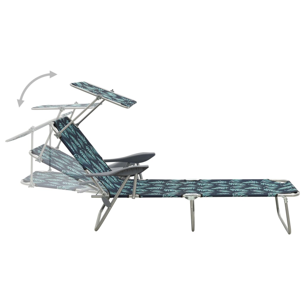 Chaise longue avec toit ouvrant en acier motif feuille