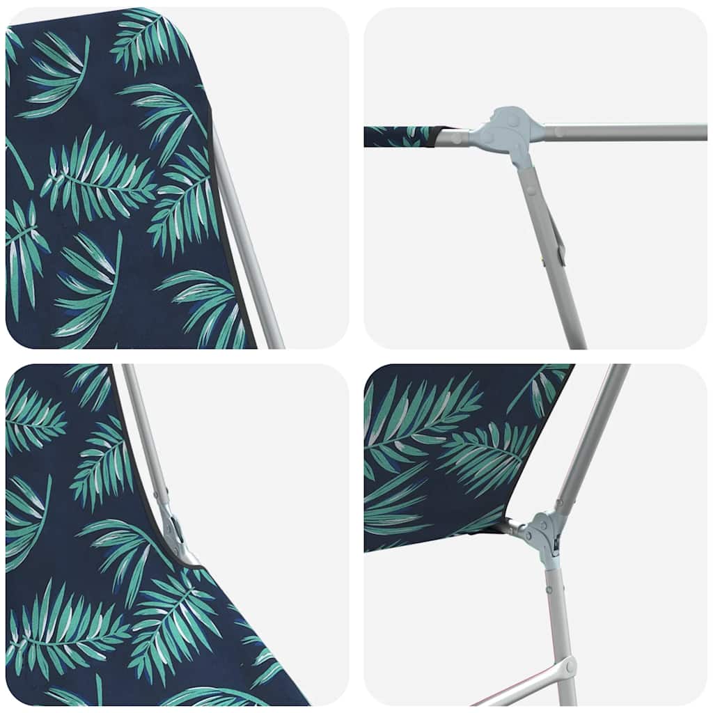 Folding sun loungers 2 pcs. Steel and fabric leaf pattern
