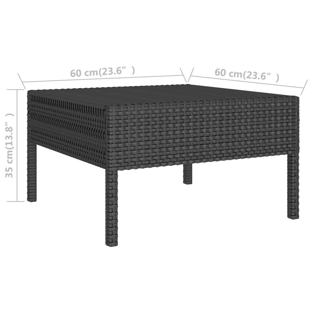 3-tlg. Garten-Lounge-Set mit Auflagen Poly Rattan Schwarz