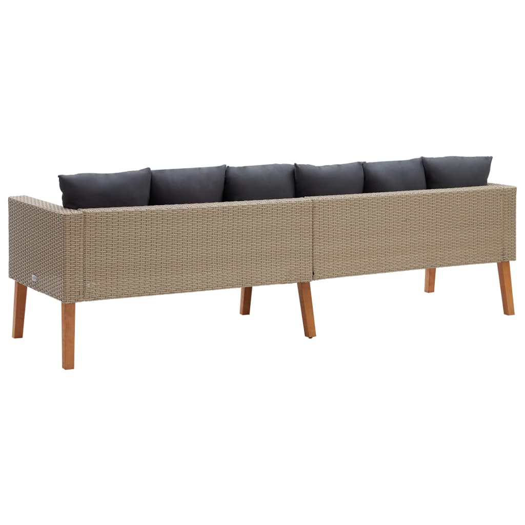 3-Sitzer-Gartensofa mit Auflagen Poly Rattan Beige