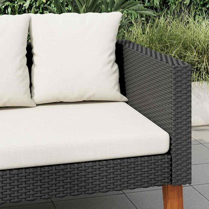 3-Sitzer-Gartensofa mit Auflagen Poly Rattan Schwarz