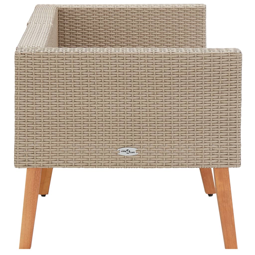 2-Sitzer-Gartensofa mit Auflagen Poly Rattan Beige