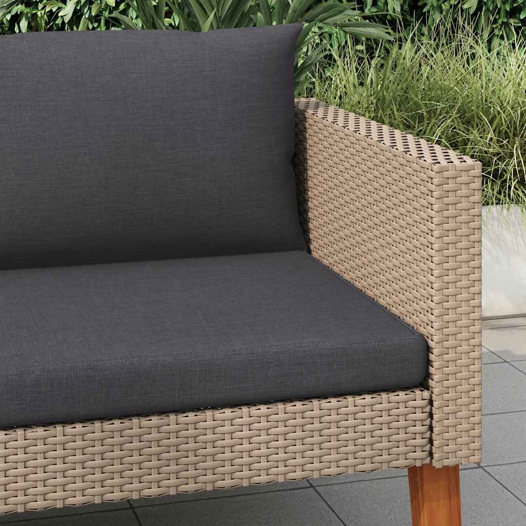 1-Sitzer-Gartensofa mit Auflagen Poly Rattan Beige