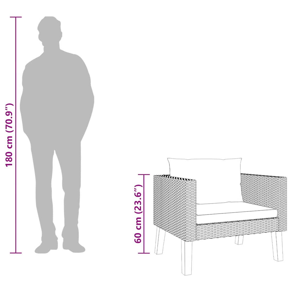 1-Sitzer-Gartensofa mit Auflagen Poly Rattan Beige