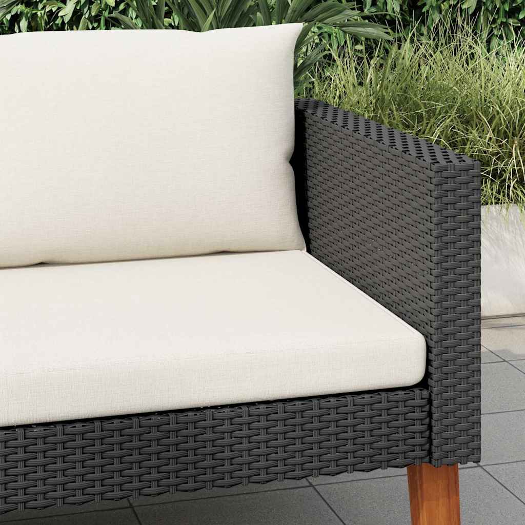 1-Sitzer-Gartensofa mit Auflagen Poly Rattan Schwarz