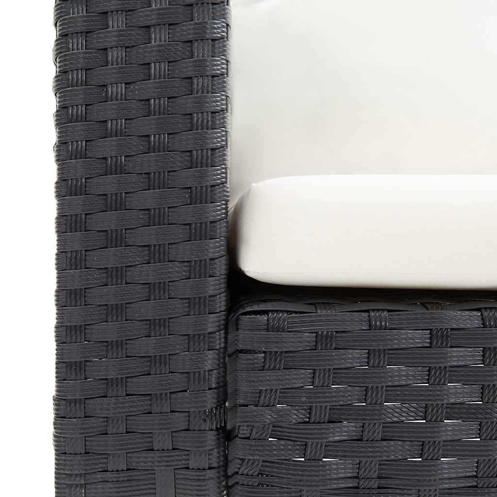 1-Sitzer-Gartensofa mit Auflagen Poly Rattan Schwarz