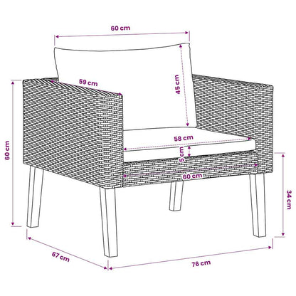 1-Sitzer-Gartensofa mit Auflagen Poly Rattan Schwarz
