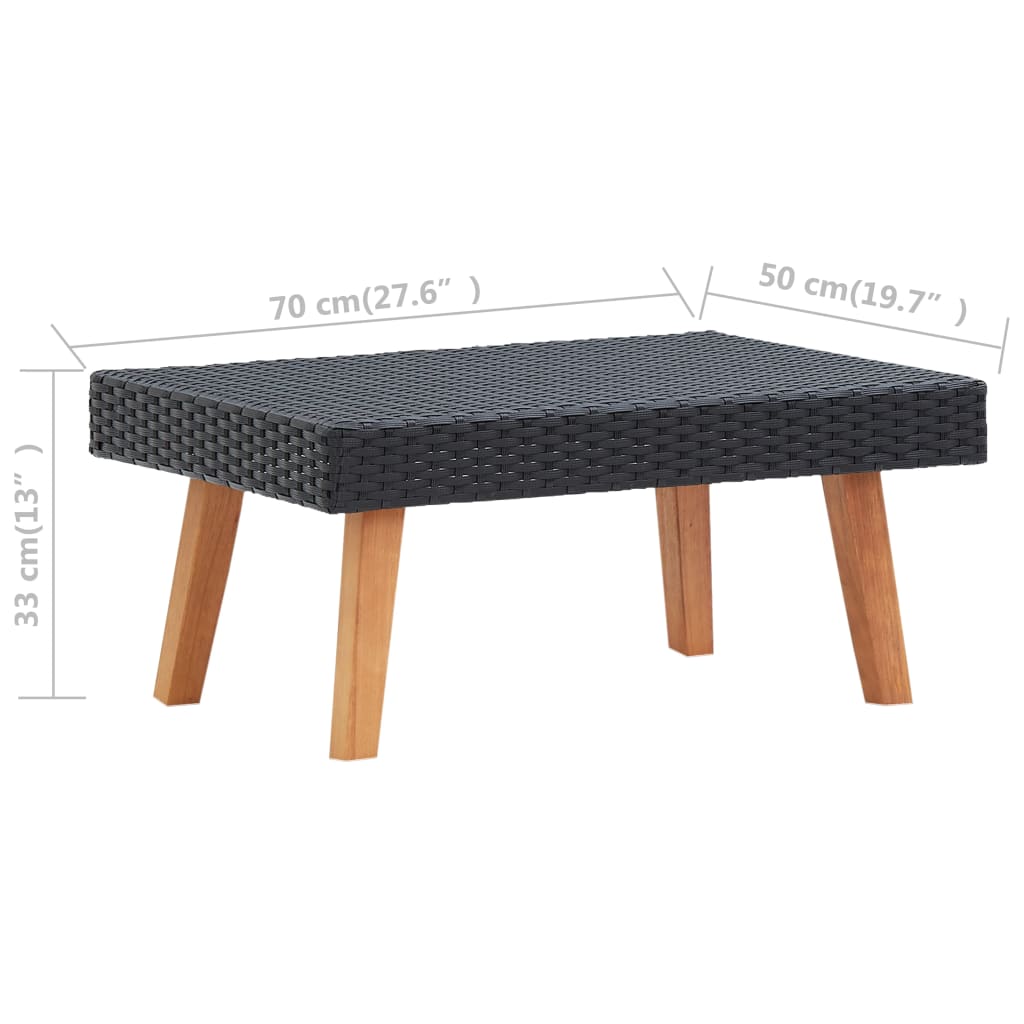 Garten-Couchtisch Poly Rattan Schwarz