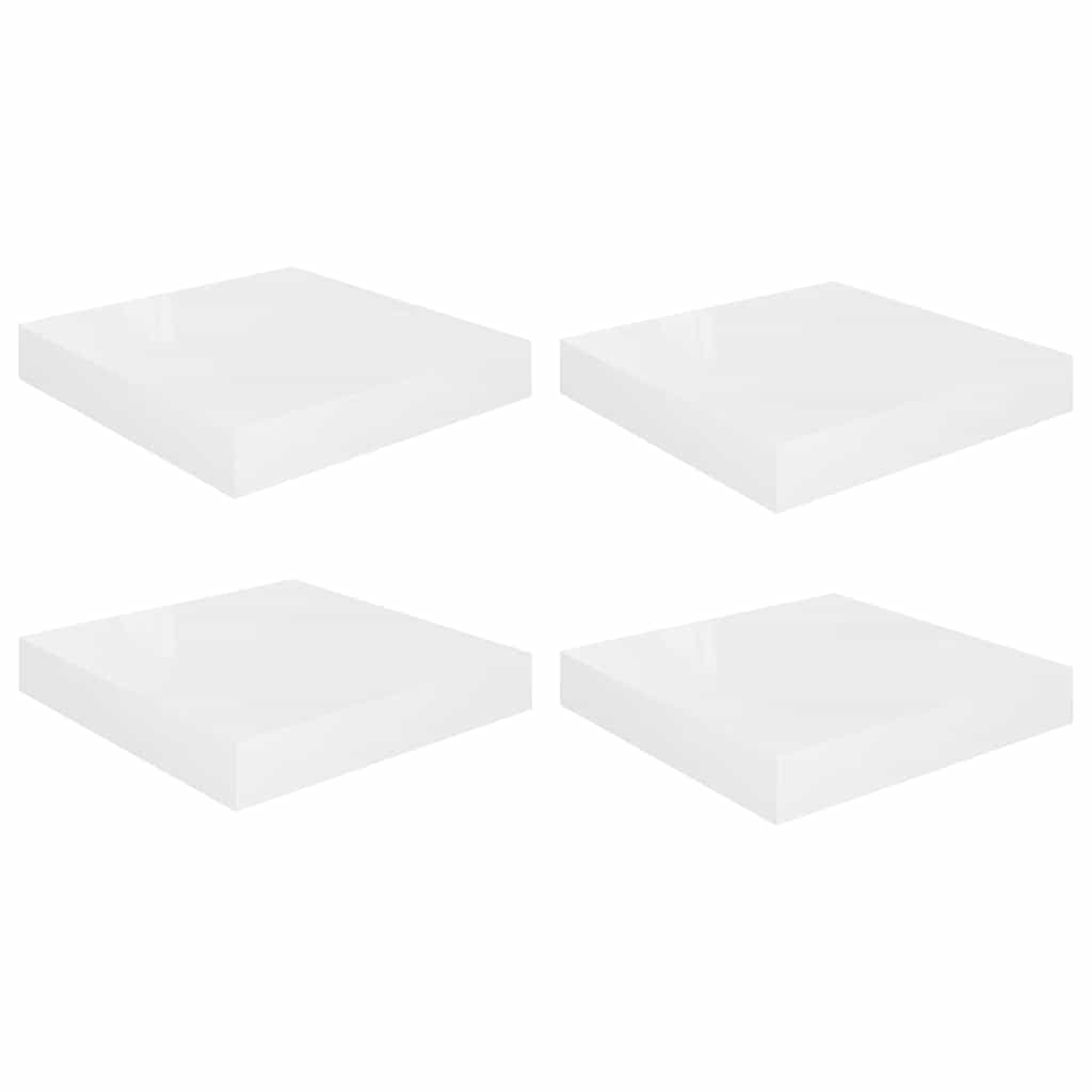 Schweberegale 4 Stk. Hochglanz-Weiß 23x23,5x3,8 cm MDF