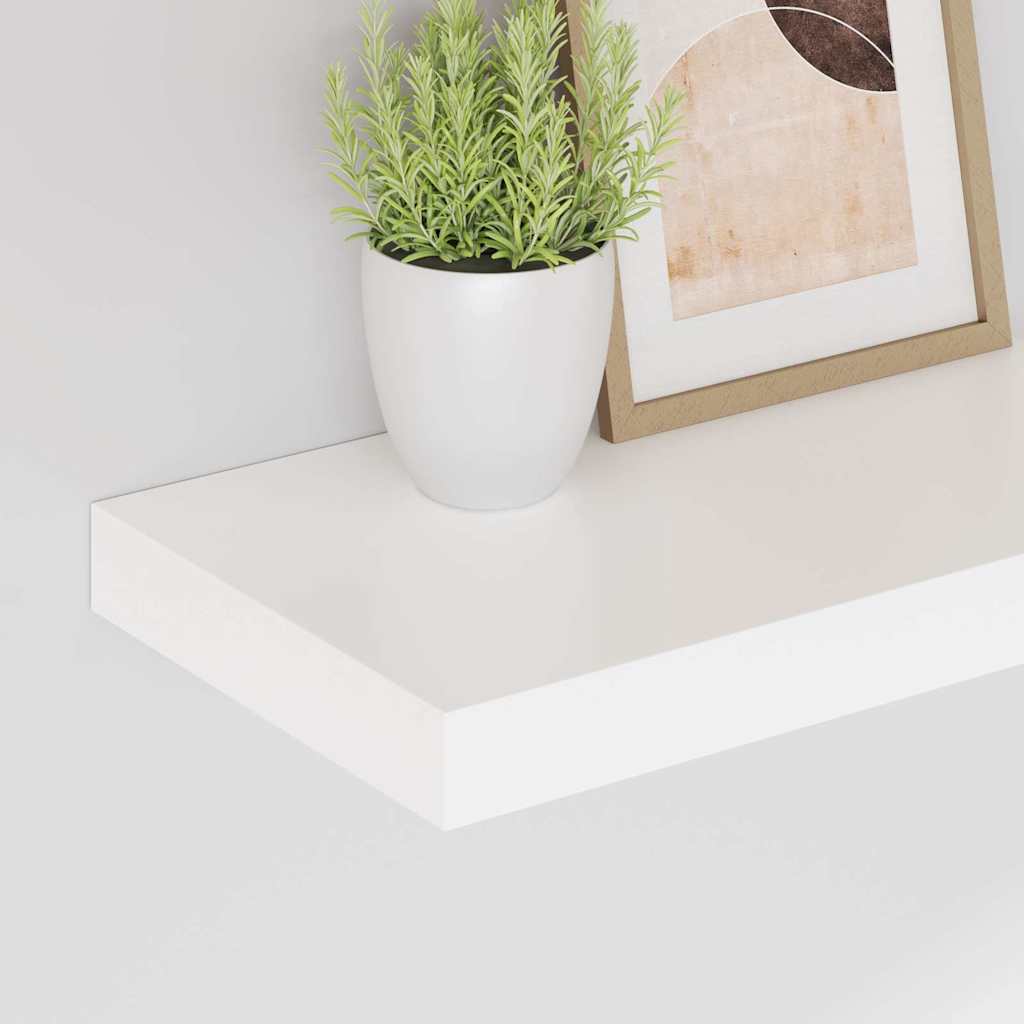 Schweberegale 2 Stk. Hochglanz-Weiß 40x23,5x3,8 cm MDF