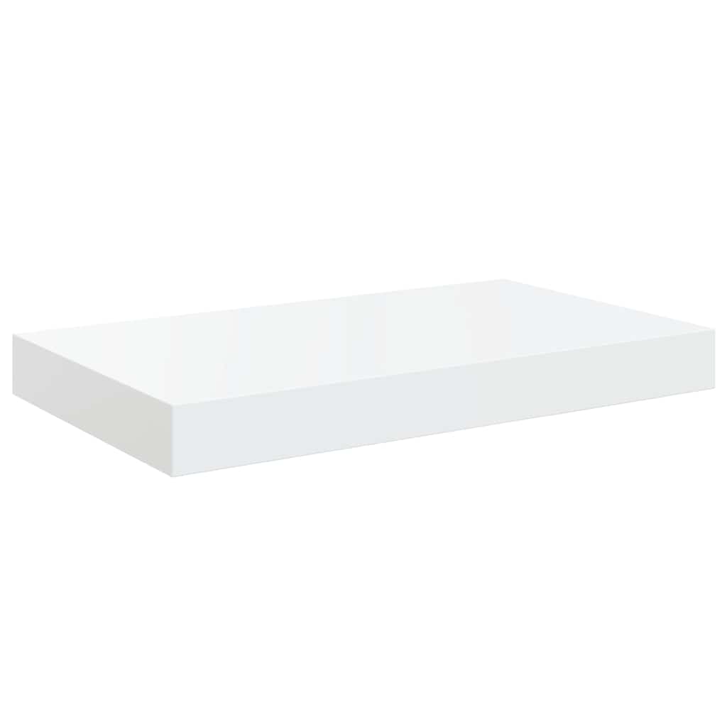 Schweberegale 2 Stk. Hochglanz-Weiß 40x23,5x3,8 cm MDF