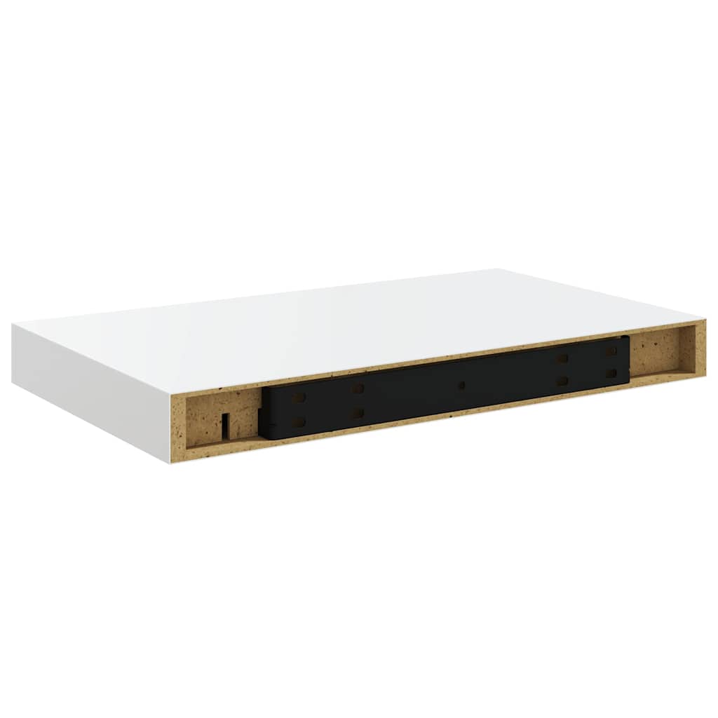 Schweberegale 2 Stk. Hochglanz-Weiß 40x23,5x3,8 cm MDF