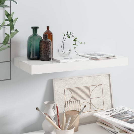 Étagère flottante blanche brillante 50x23x3,8 cm MDF