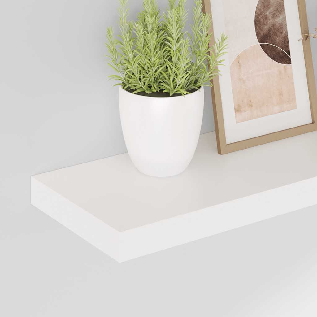 Schweberegale 2 Stk. Hochglanz-Weiß 50x23x3,8 cm MDF