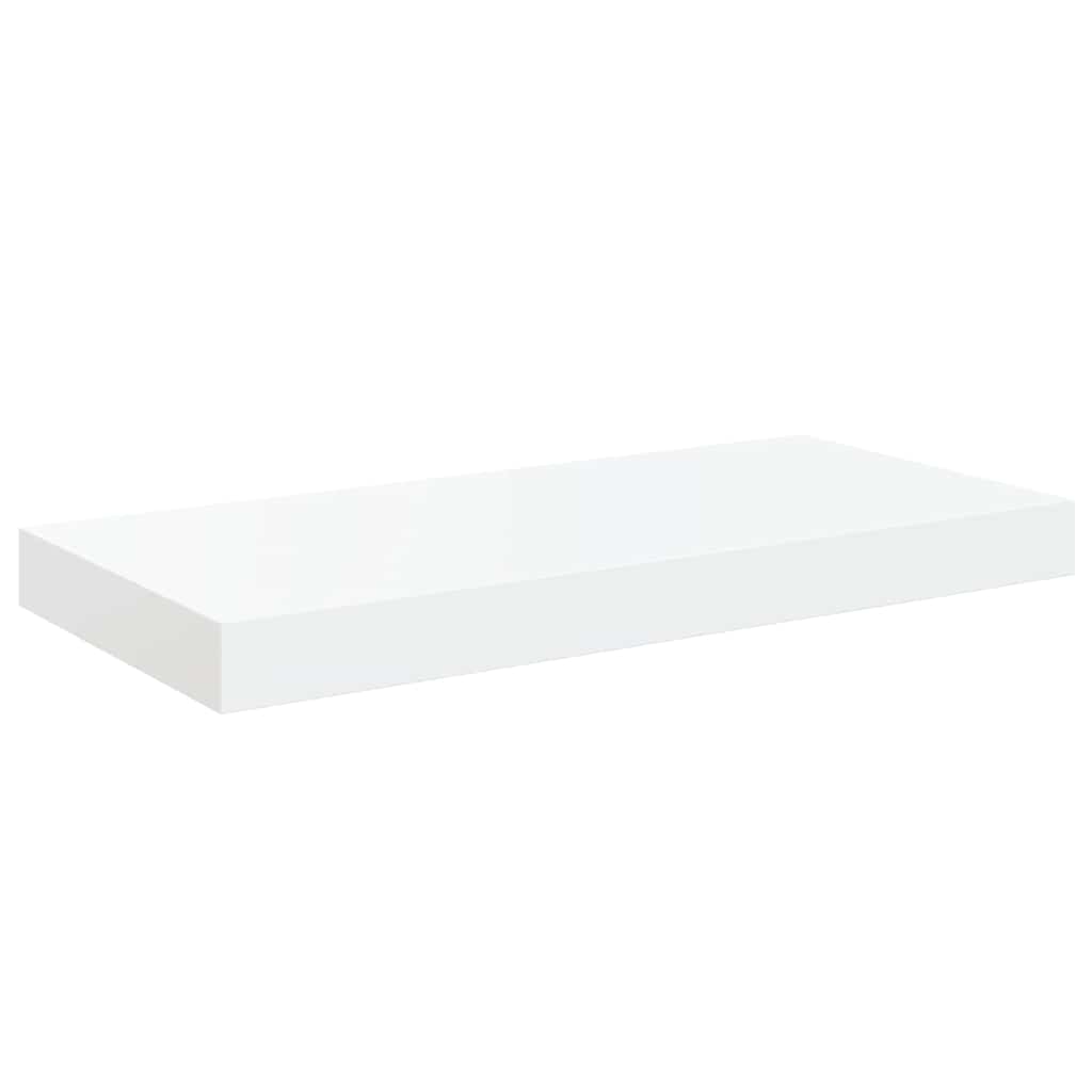 Schweberegale 2 Stk. Hochglanz-Weiß 50x23,5x3,8 cm MDF