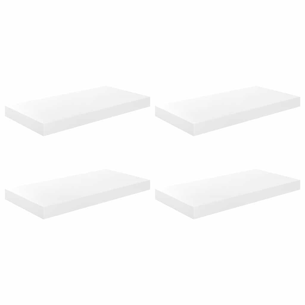 Schweberegale 4 Stk. Hochglanz-Weiß 50x23,5x3,8 cm MDF