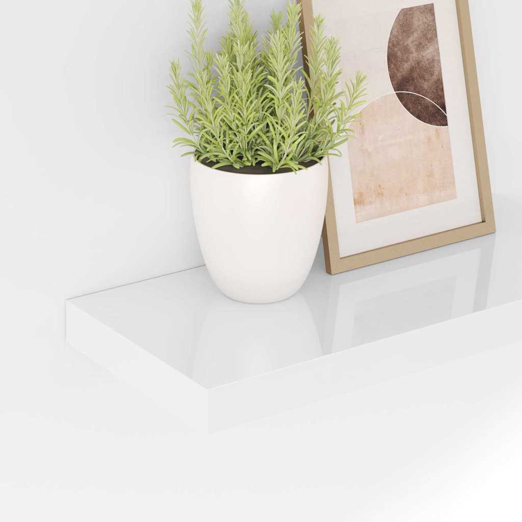 Schweberegale 4 Stk. Hochglanz-Weiß 50x23,5x3,8 cm MDF