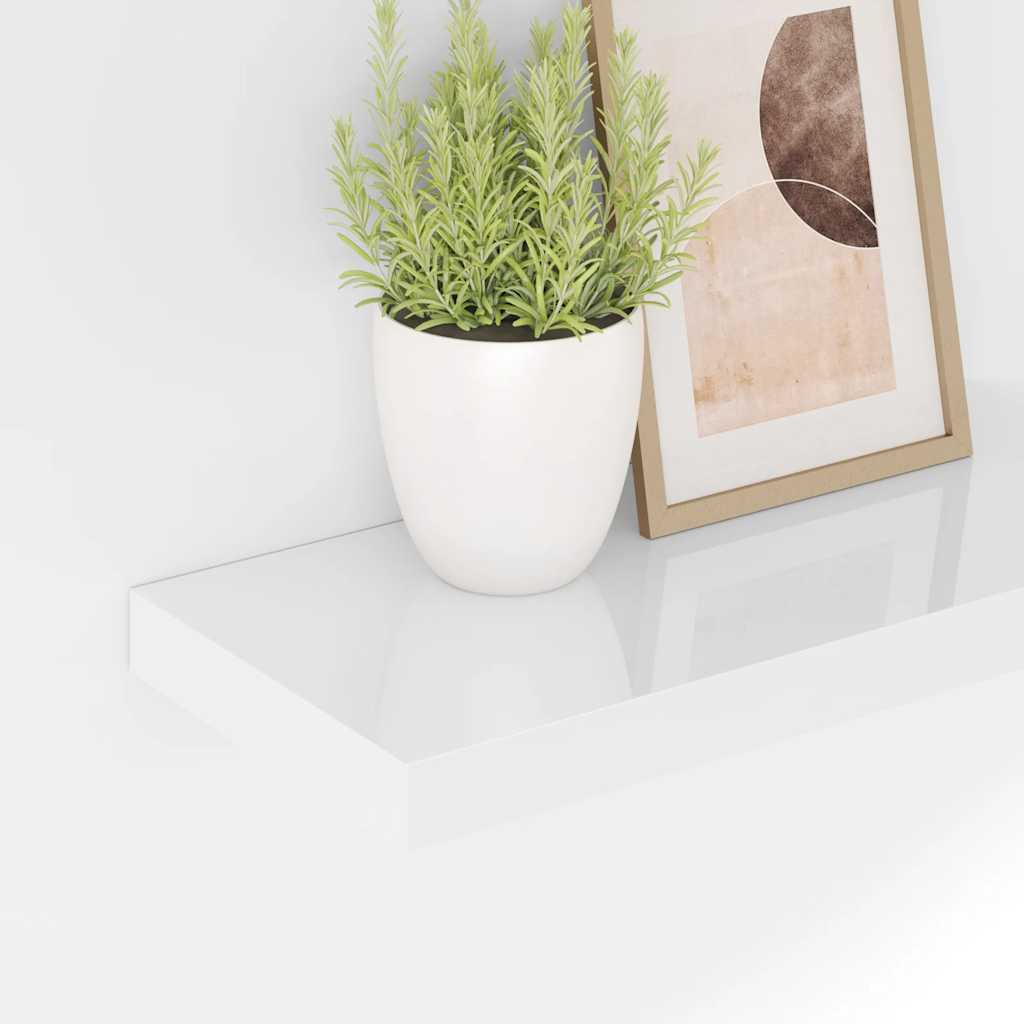 Schweberegale 4 Stk. Hochglanz-Weiß 50x23x3,8 cm MDF