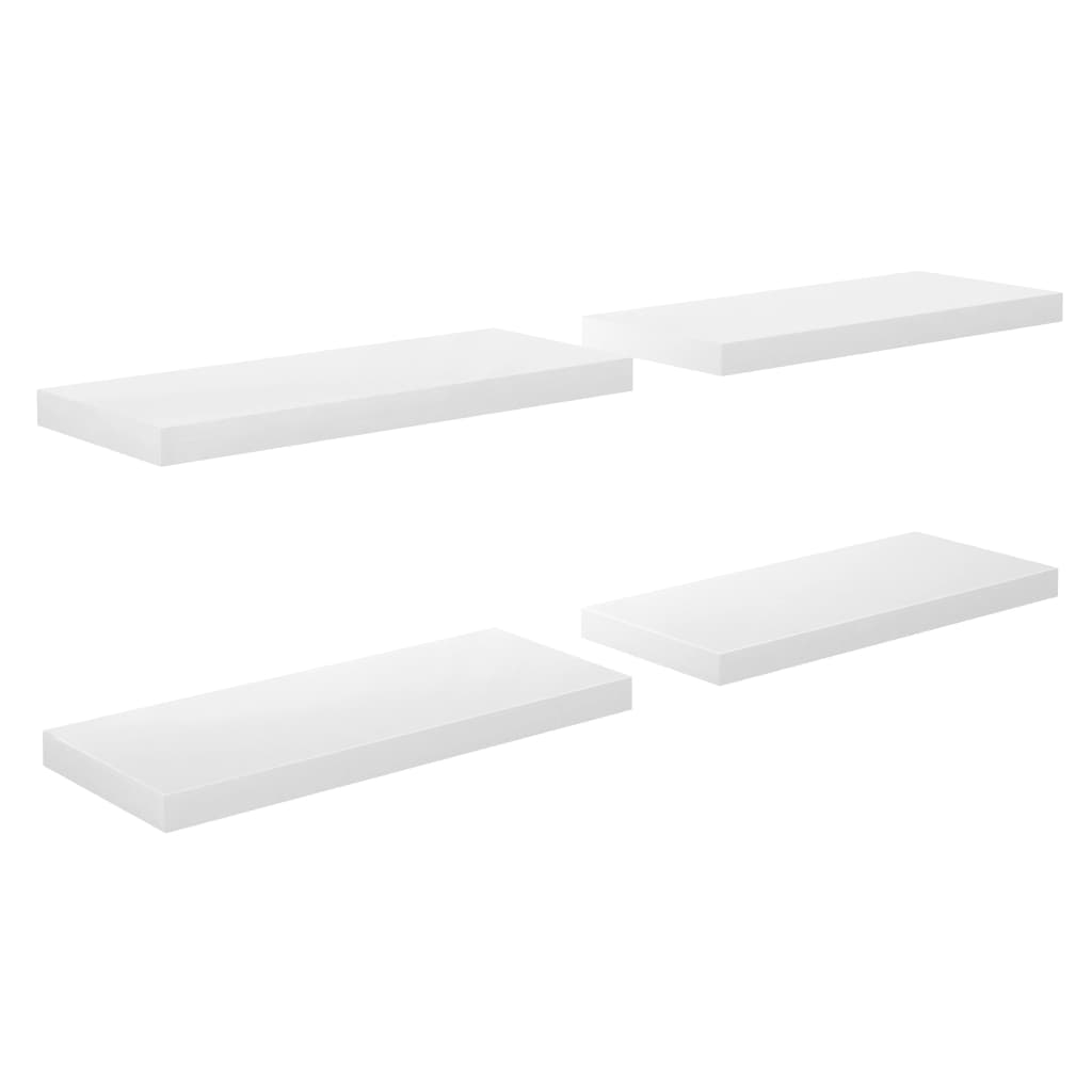 Étagères flottantes, 4 pièces, blanc brillant, 60 x 23,5 x 3,8 cm, MDF