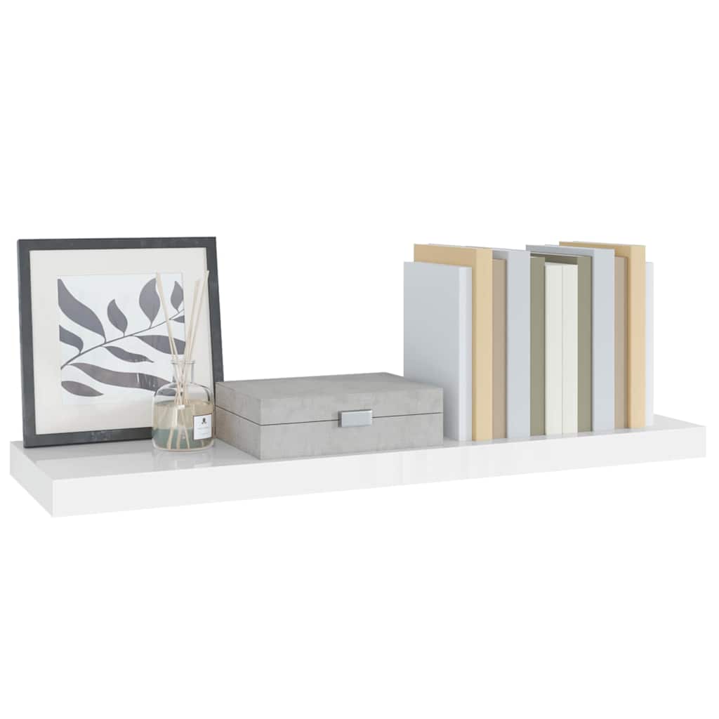 Schweberegal Hochglanz-Weiß 80x23,5x3,8 cm MDF