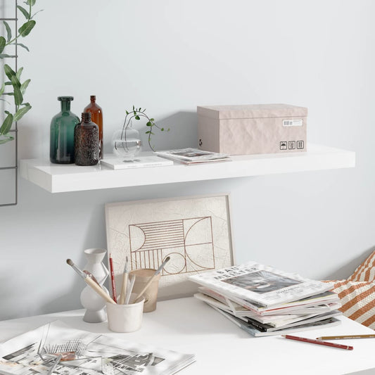 Étagère flottante blanche brillante 80x23,5x3,8 cm MDF