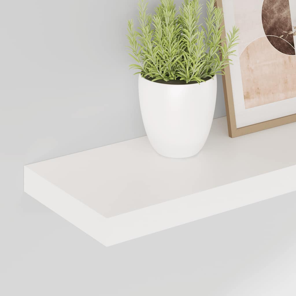 Schweberegale 2 Stk. Hochglanz-Weiß 80x23,5x3,8 cm MDF