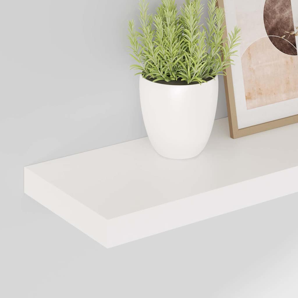 Schweberegale 2 Stk. Hochglanz-Weiß 80x23,5x3,8 cm MDF