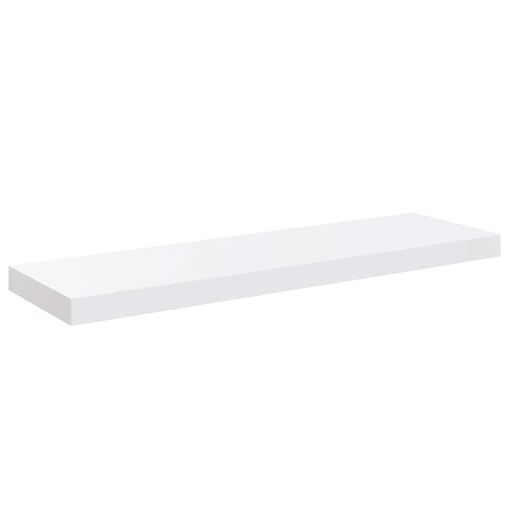 Schweberegale 2 Stk. Hochglanz-Weiß 80x23,5x3,8 cm MDF