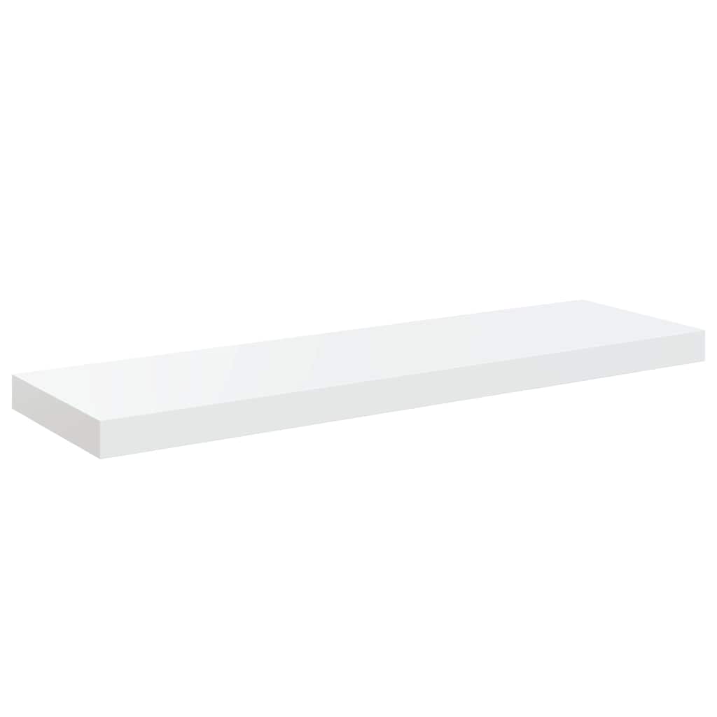 Schweberegale 2 Stk. Hochglanz-Weiß 80x23,5x3,8 cm MDF