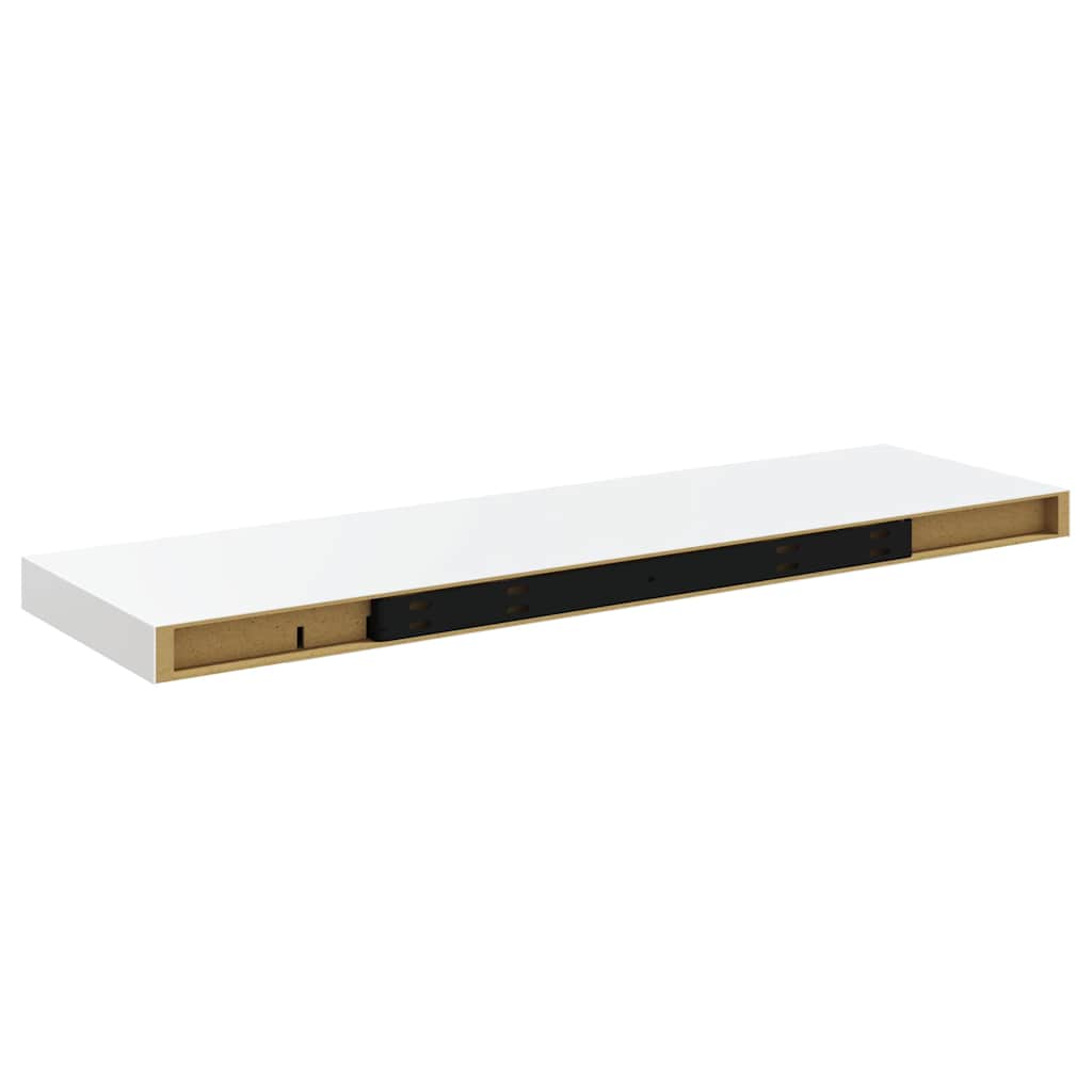 Schweberegale 2 Stk. Hochglanz-Weiß 80x23,5x3,8 cm MDF