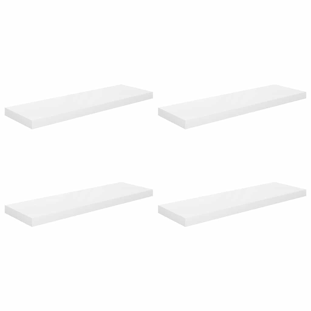 Schweberegale 4 Stk. Hochglanz-Weiß 80x23,5x3,8 cm MDF