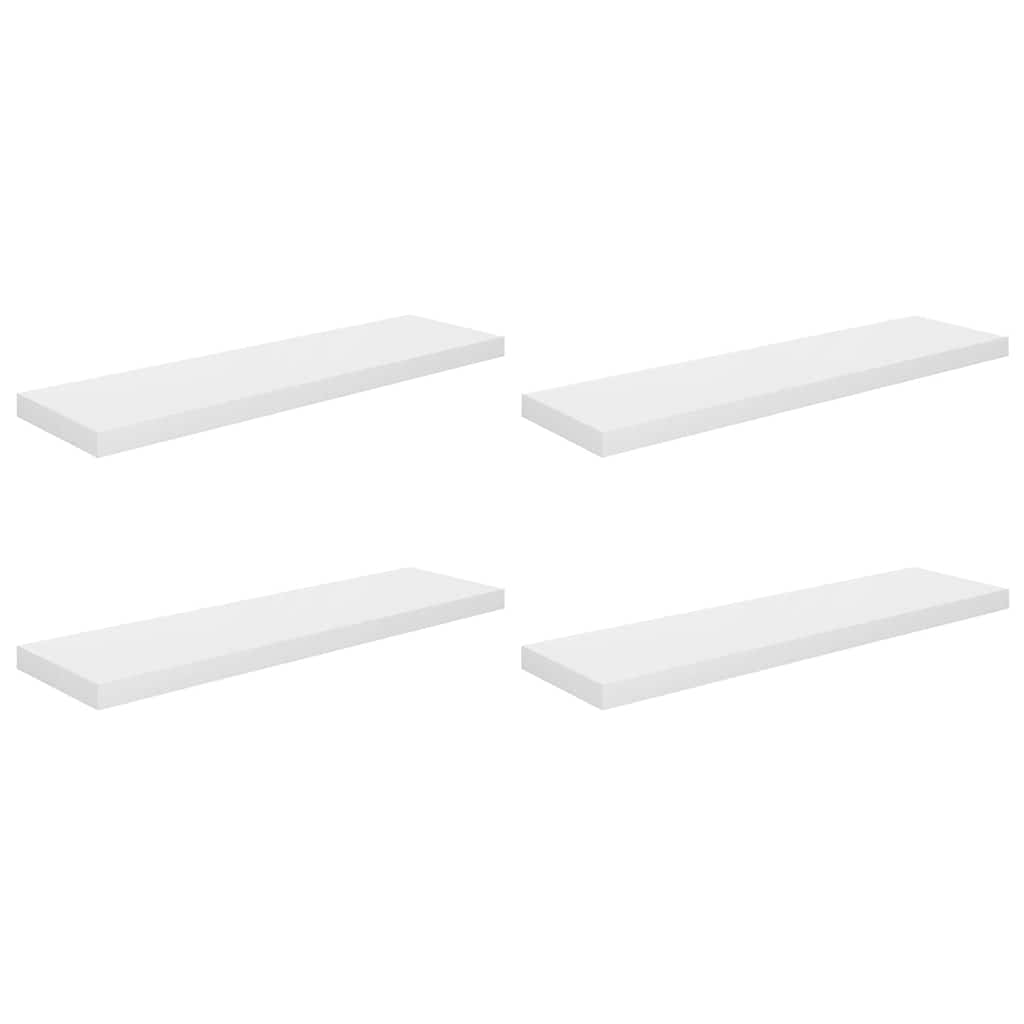 Schweberegale 4 Stk. Hochglanz-Weiß 90x23,5x3,8 cm MDF