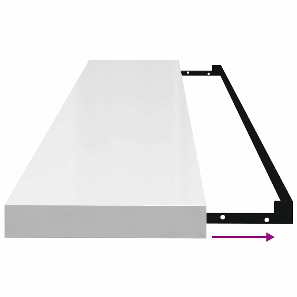 Schweberegale 4 Stk. Hochglanz-Weiß 120x23,5x3,8 cm MDF
