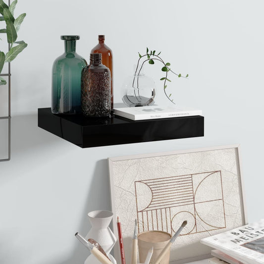 Étagère flottante noire brillante 23x23,5x3,8 cm MDF