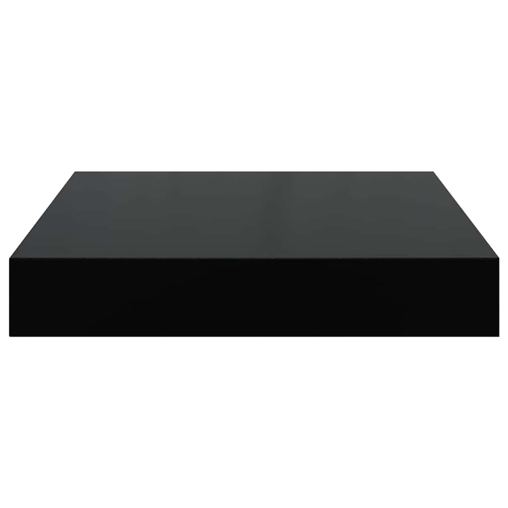 Schweberegale 2 Stk. Hochglanz-Schwarz 23x23,5x3,8 cm MDF
