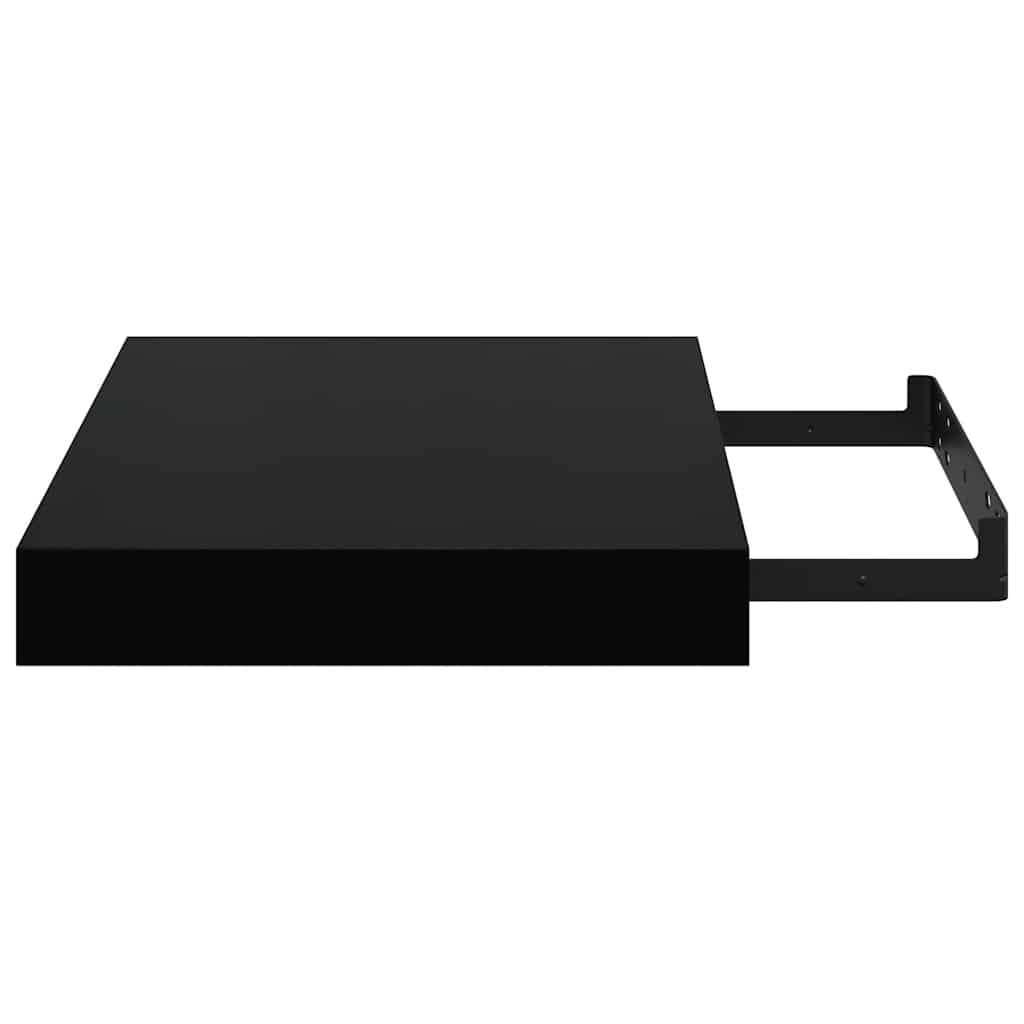 Schweberegale 2 Stk. Hochglanz-Schwarz 23x23,5x3,8 cm MDF