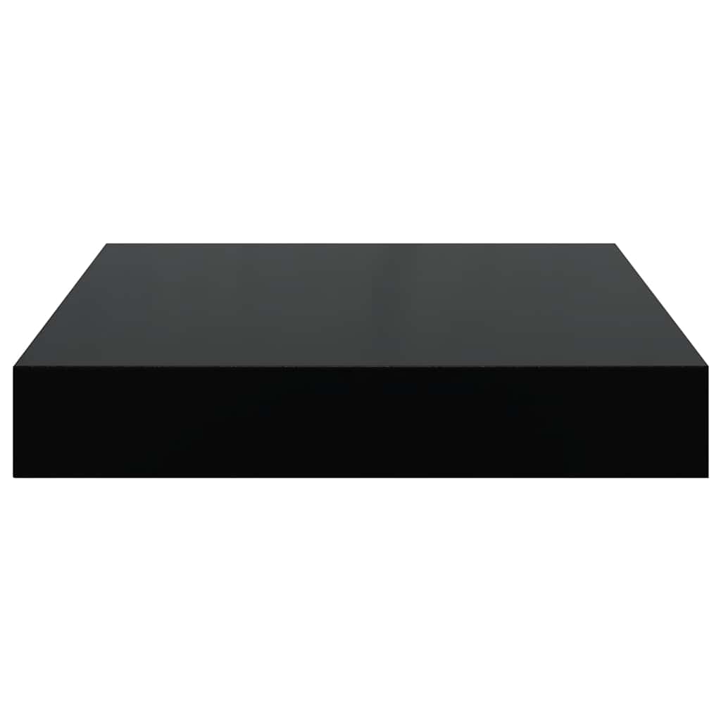 Schweberegale 4 Stk. Hochglanz-Schwarz 23x23,5x3,8 cm MDF