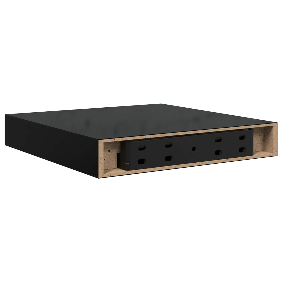 Schweberegale 4 Stk. Hochglanz-Schwarz 23x23,5x3,8 cm MDF