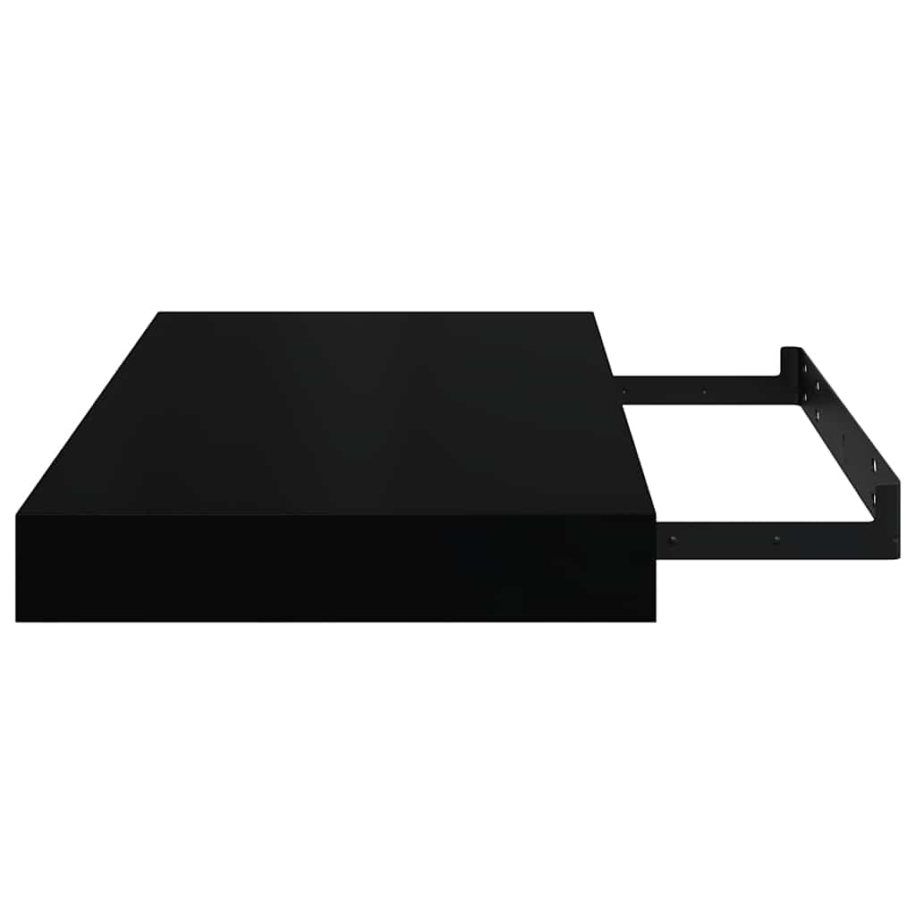 Schweberegale 2 Stk. Hochglanz-Schwarz 40x23x3,8 cm MDF
