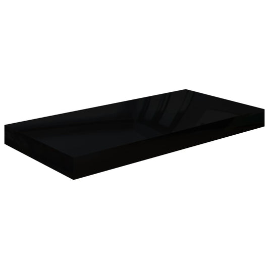 Étagère flottante noire brillante 50x23x3,8 cm MDF