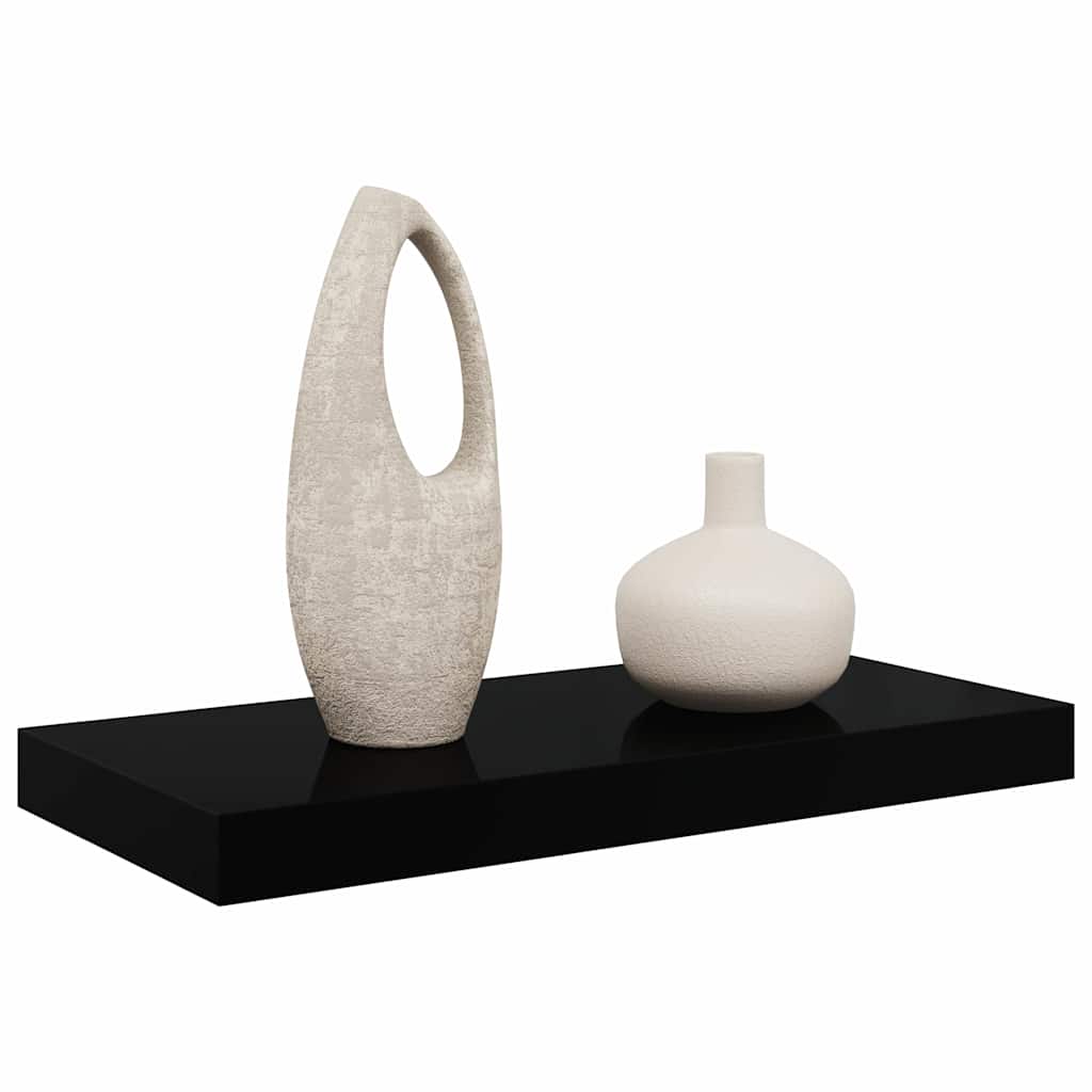 Schweberegal Hochglanz-Schwarz 50x23,5x3,8 cm MDF