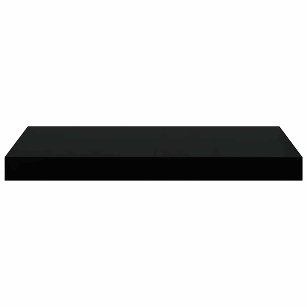 Schweberegale 2 Stk. Hochglanz-Schwarz 50x23,5x3,8 cm MDF