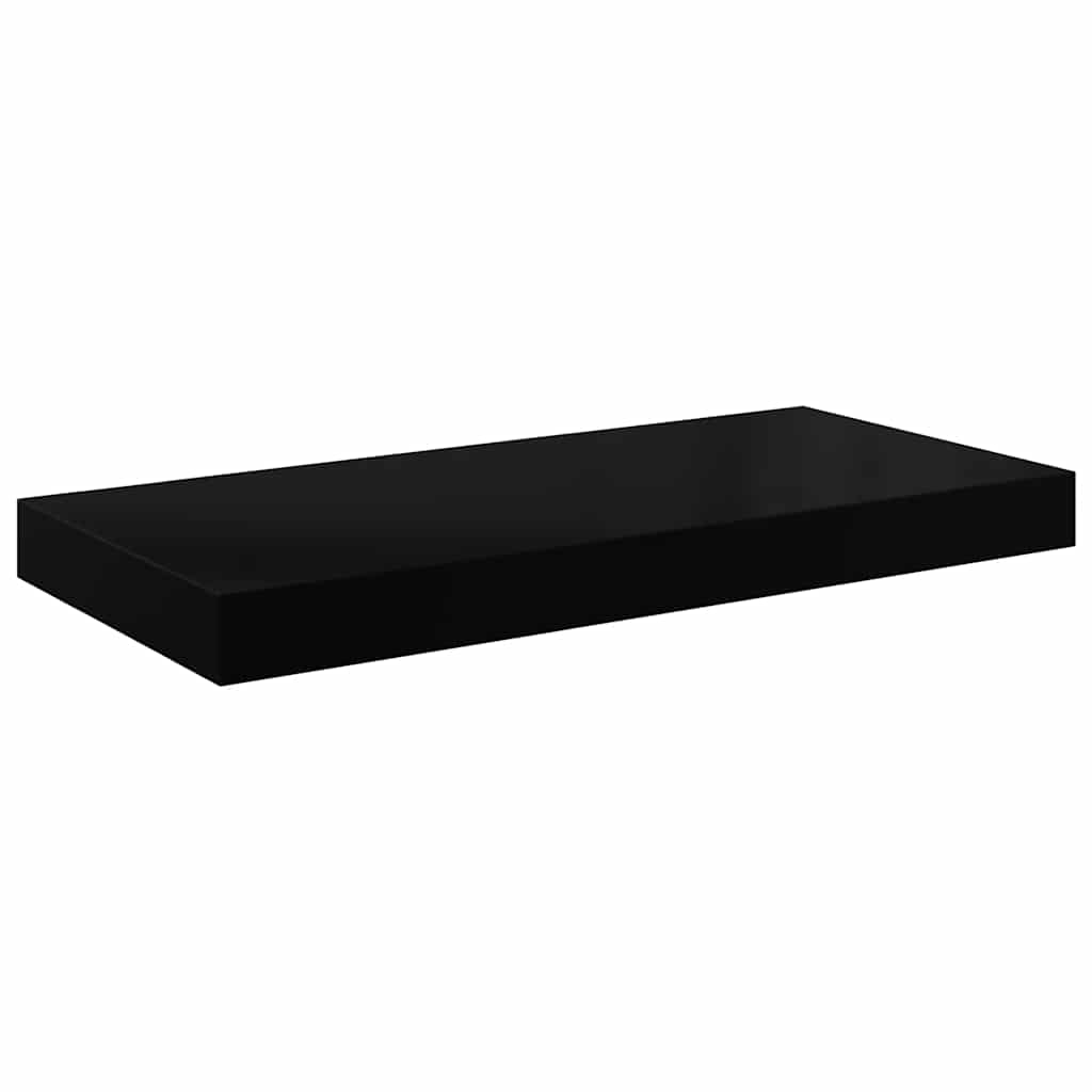 Schweberegale 2 Stk. Hochglanz-Schwarz 50x23x3,8 cm MDF